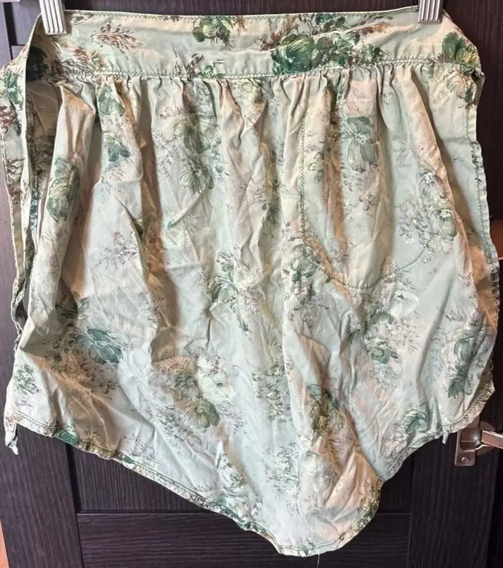 VINTAGE STYLE GREEN HALF APRON POCKET FLORAL Cottagecore Rockabilly